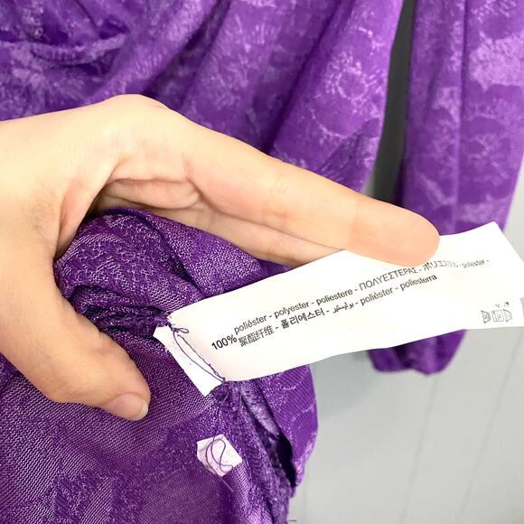 Zara Blogger Favorite Purple Floral Short Wrap Front Long Sleeve Dress S - Picture 4 of 11